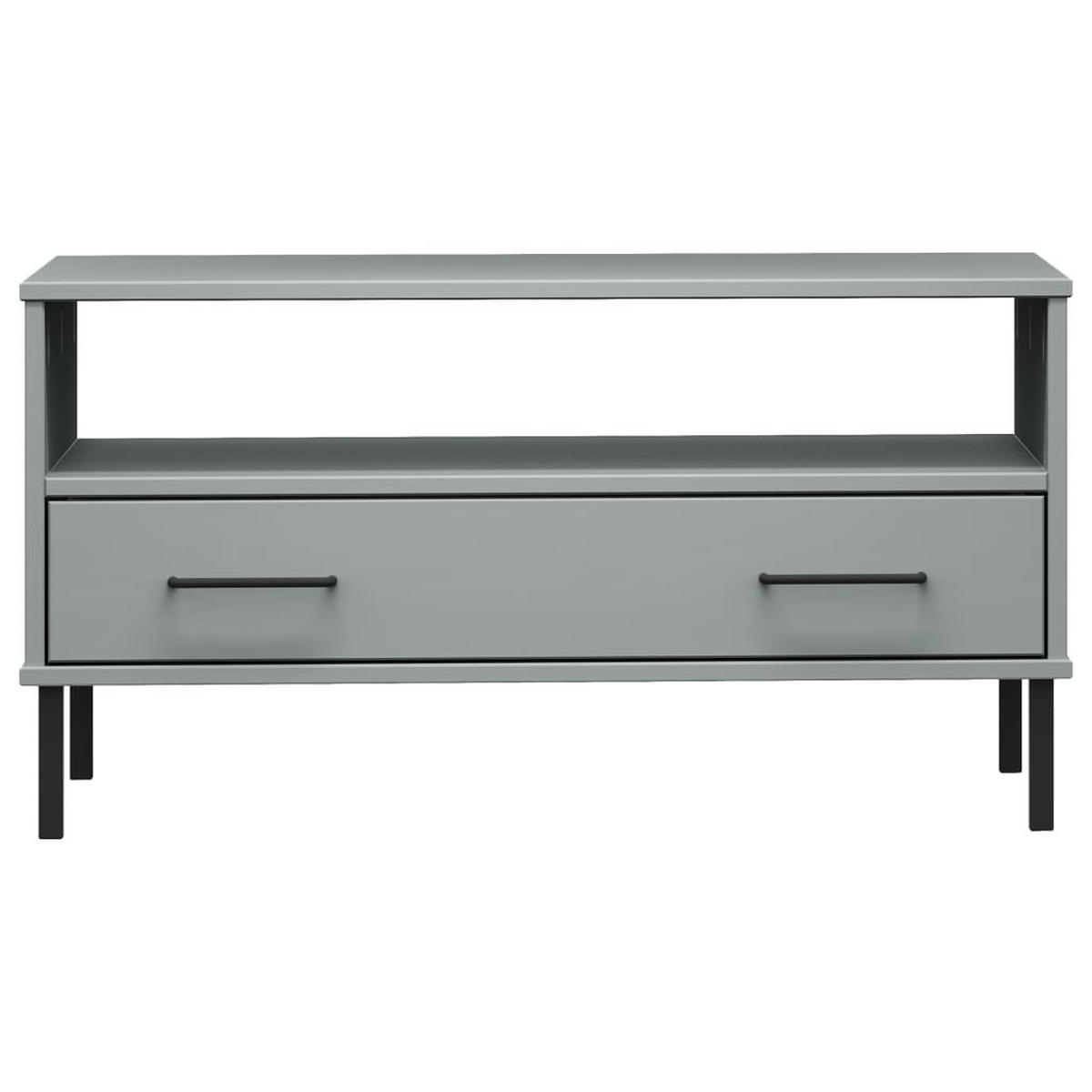 COUCHTISCH OSLO mit Metallbeinen Grau 85x50x45 cm Massivholz - Grau, Holzwerkstoff (85/50/45cm) - furnicato