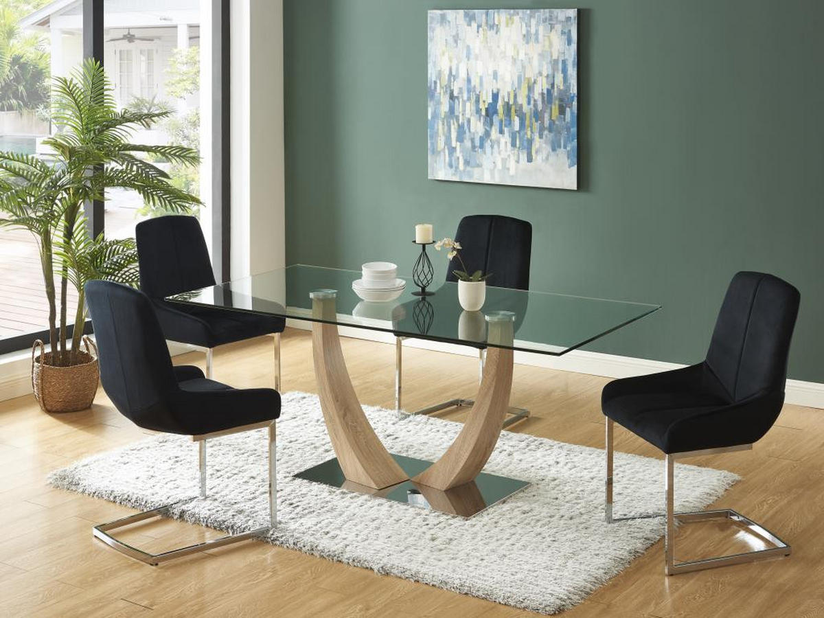 STUHL 2er-Set - Samt & Metall - Schwarz - BERLONA - Schwarz, Textil (58/96/53cm) - Vente-Unique
