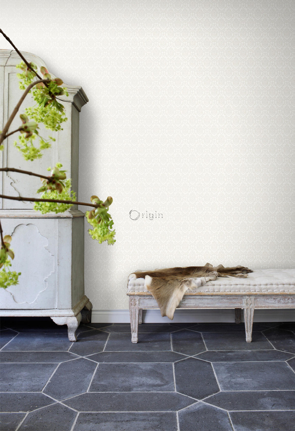 TAPETE Ornamente 53 cm x 10.05 m - Weiß, Papier (53/1000cm) - Origin Wallcoverings