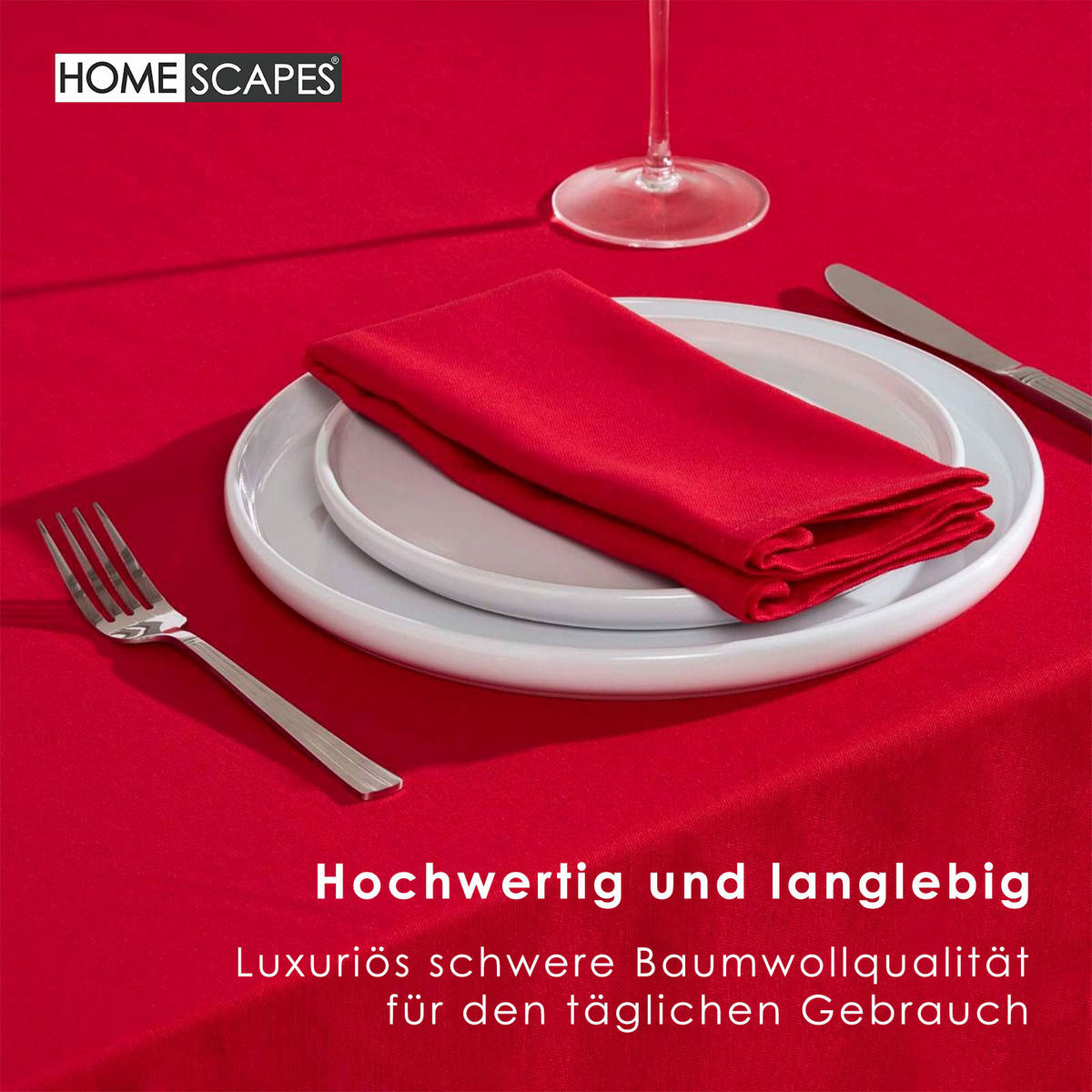 TISCHDECKE rot rund 178 cm, 100% Baumwolle - Rot, Textil (178/178cm) - Homescapes