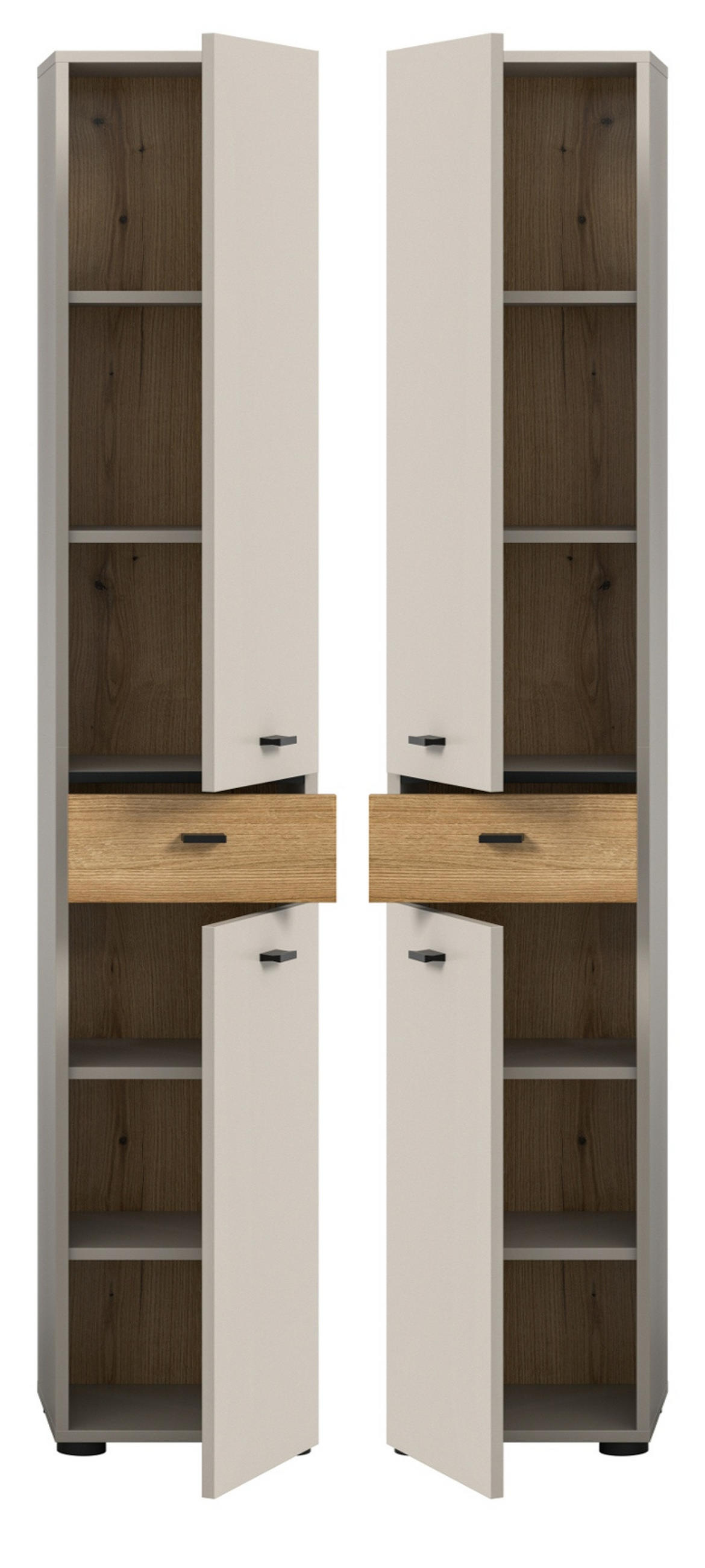 HOCHSCHRANK Kaschmir, Evoke Eiche 32 x 191 cm, Badschrank mit wechselbarem Türanschlag - Kaschmir/Eichefarben, Holzwerkstoff/Kunststoff (32/191/30cm) - Inn.Furn