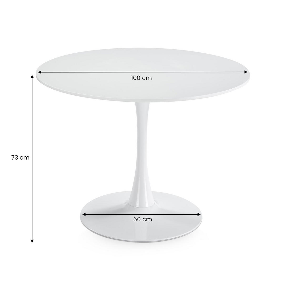 ESSTISCH LOIRE weiß - Weiß, Holzwerkstoff/Metall (100/100/73cm) - IDIMEX
