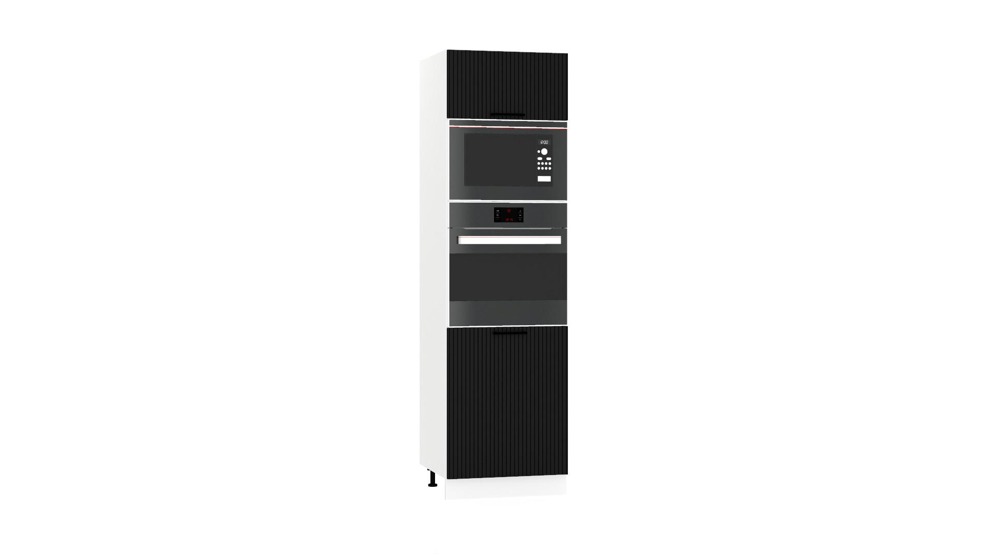 MIKROWELLENUMBAUSCHRANK D60PK MVP/L - KENDRO - Stilvolles Küchenelement - Schwarz, Holz/Metall (60/213.3/56cm) - ROYAL24_MARKT