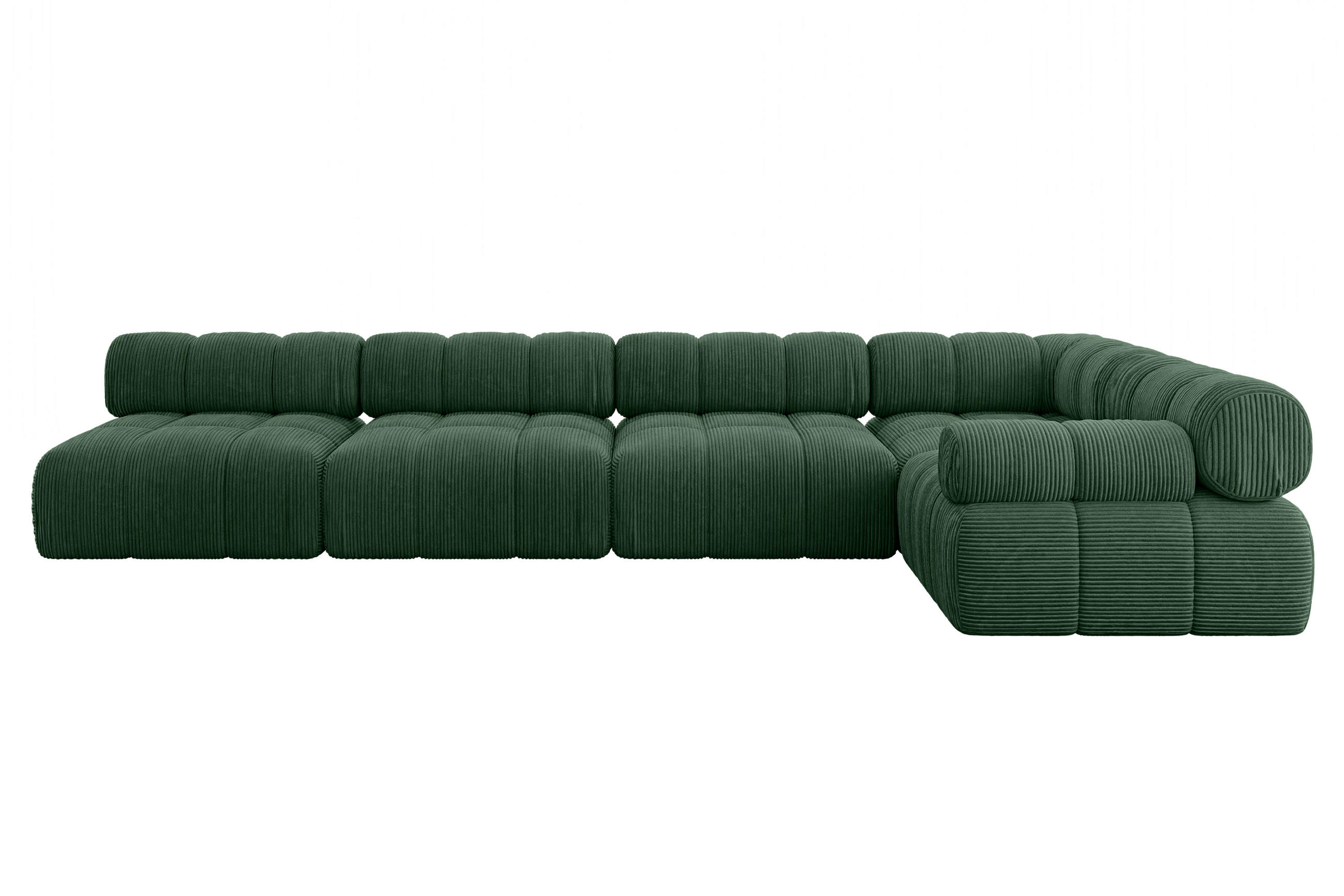 ECKSOFA modulares Sofa Mende-L3 - 380x190x70 cm Grün Cord - Grün, Holzwerkstoff/Textil (380/190cm) - ALTDECOR