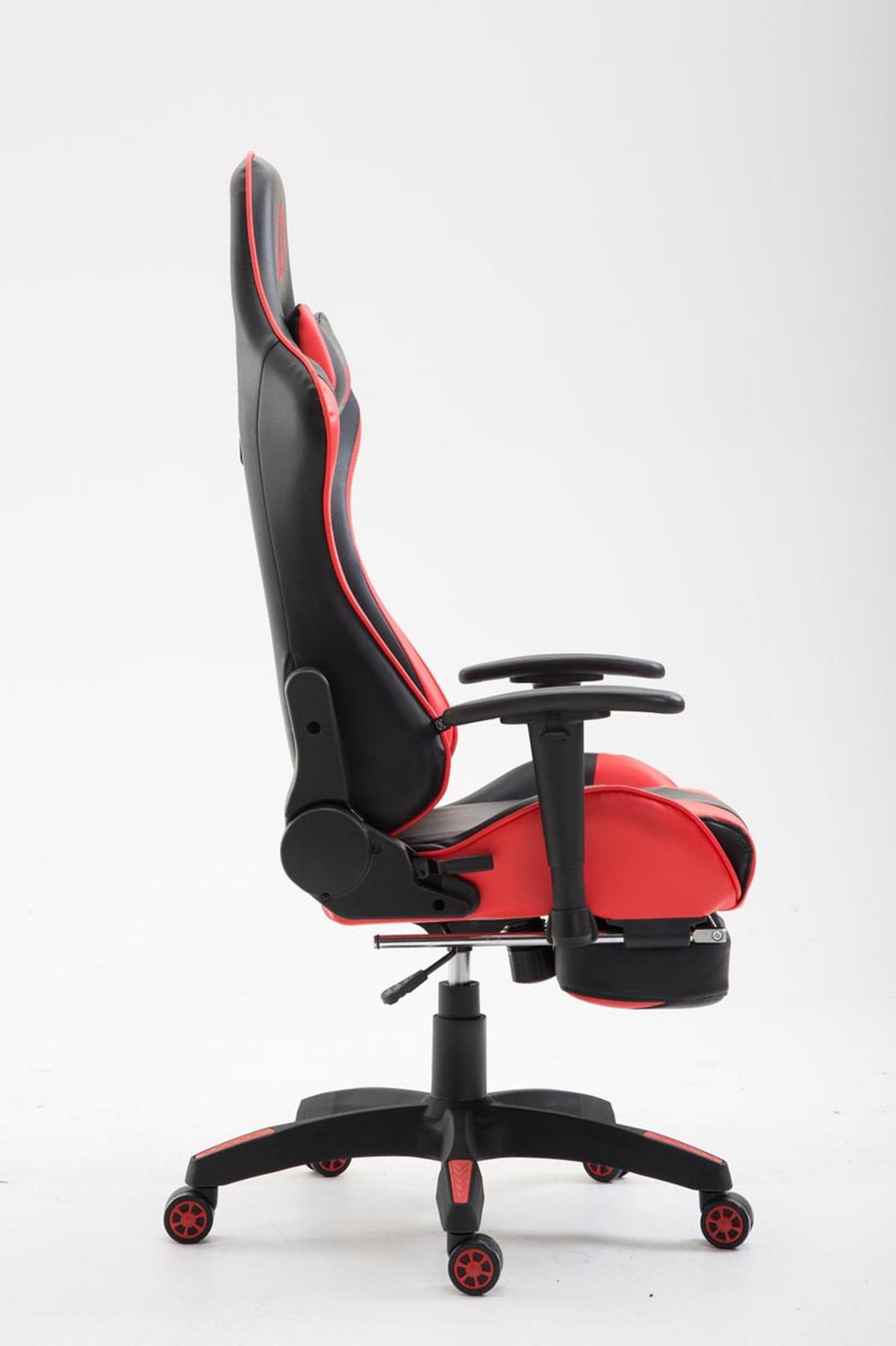 BÜROSTUHL Boack, Kunstleder mit Fußablage Schwarz/Rot - Rot, Kunststoff/Textil (67/142/58cm) - TPFLiving