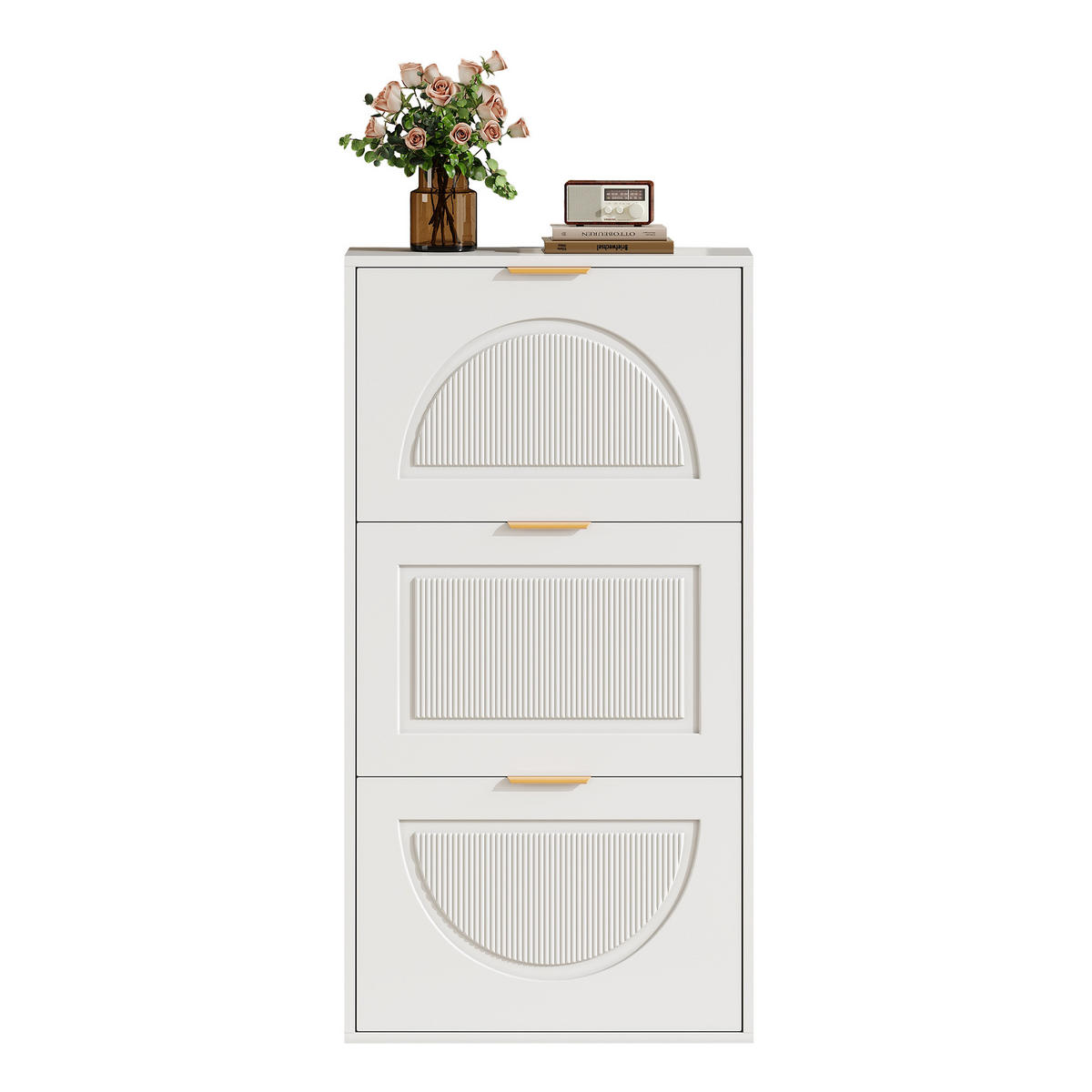 SCHUHSCHRANK 60/24/114 cm weiß aus MDF und Holzwerkstoff mit Kippsicherung - Weiß, Holzwerkstoff (60/114/24cm) - OKWISH