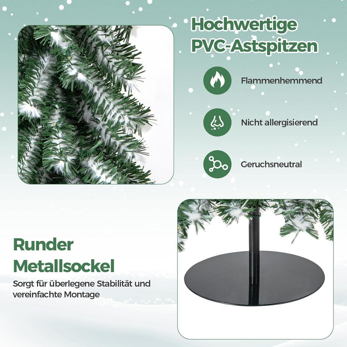 WEIHNACHTSBAUM 180cm Grün(3-teilig) - Grün, Metall (180cm) - COSTWAY