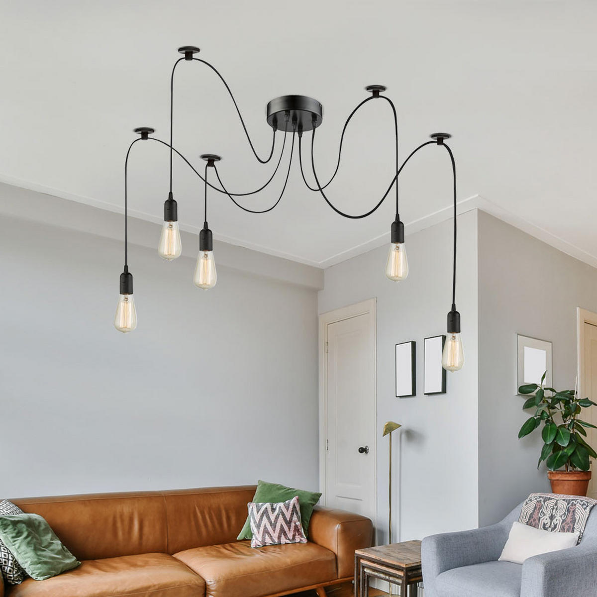 LED HÄNGELEUCHTE MARACANA Metall Schwarz - Schwarz, Textil (15/15/100cm)