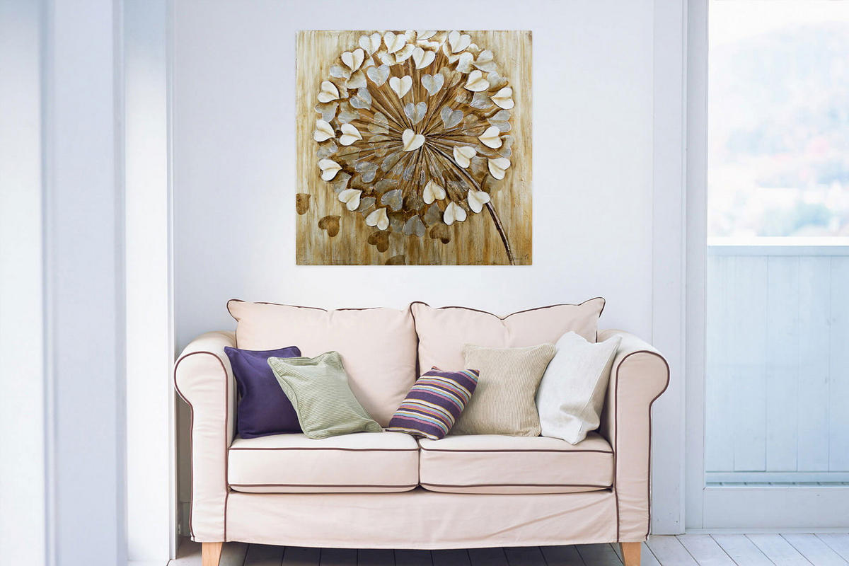 ÖLGEMÄLDE 80/80 cm - Beige/Braun, Holz/Textil (1.6/80cm) - KUNSTLOFT