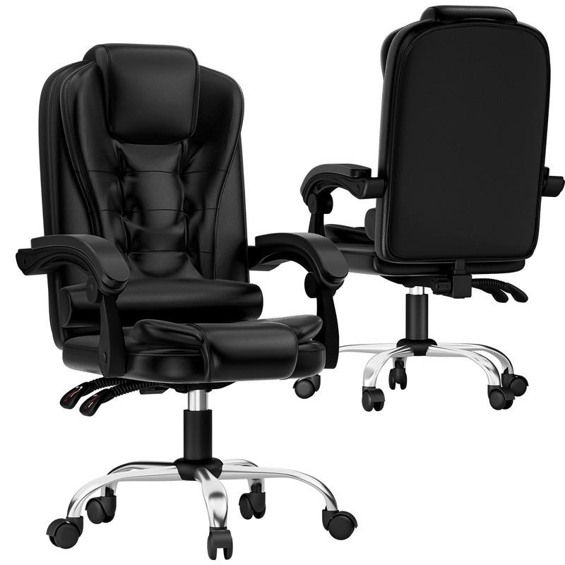 DREHSTUHL mit hoher Rückenlehne, PU-Leder, drehbar - Schwarz, Leder (52/115/52cm) - Kaket