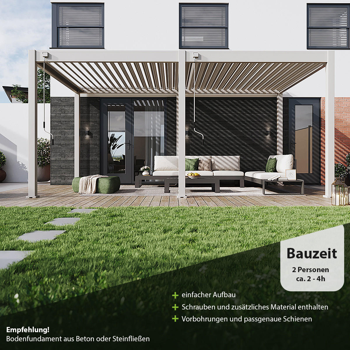 PERGOLA Classic Pavillon Terrassenüberdachung Aluminium 3 x 5,3 m Ivory Sand - Beige, Metall (300/255/530cm) - WEIDE