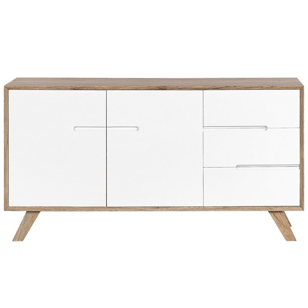 SIDEBOARD se 2 dveřmi Hnědý/Bílý Forester - hnědá, kompozitní dřevo (140/75/40cm) - Beliani