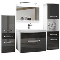 BADMÖBEL Badezimmer Ebenholz Royal Glänzend Matt - Silberfarben, Holz (140/113/40cm) - B BELINI GROUP
