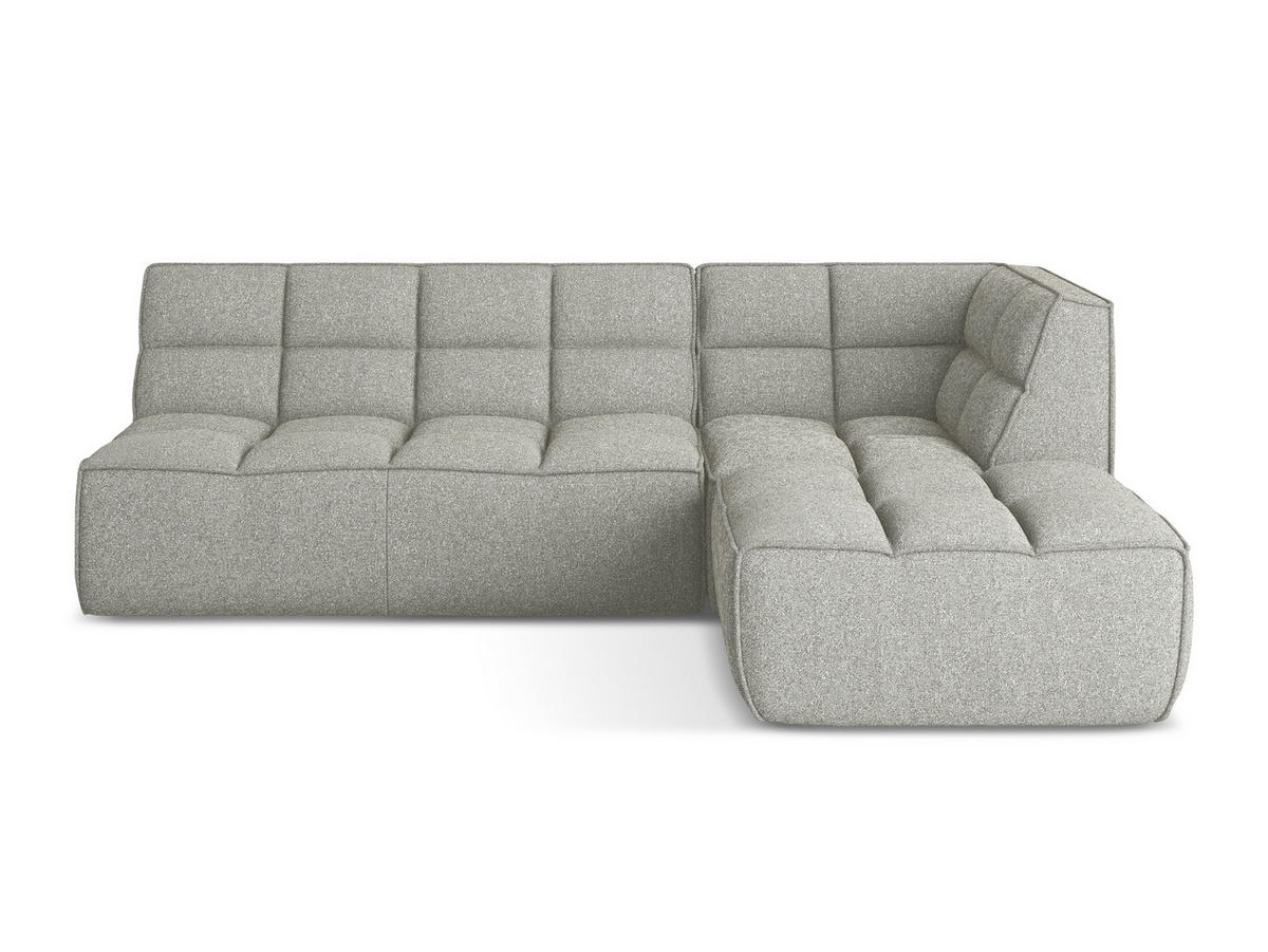 ECKSOFA Beidseitig Strukturstoff Stoff Grau - Hellgrau/Schwarz, Kunststoff/Textil (258/178cm) - Makamii