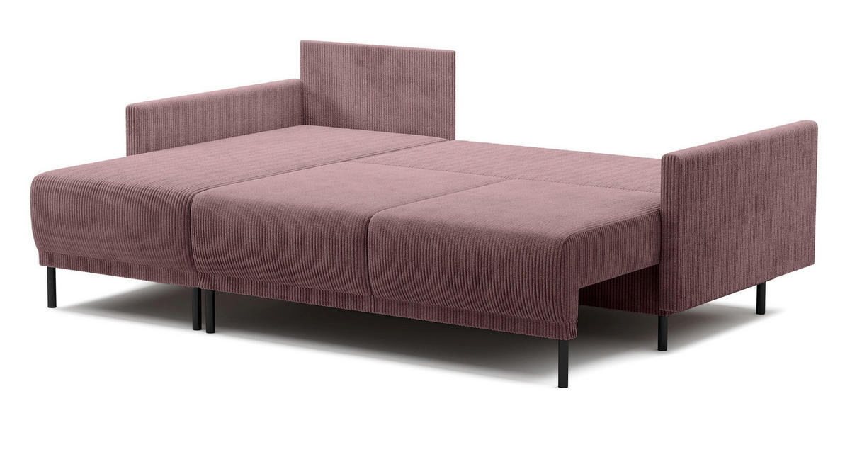 ECKSOFA Hamiel Lila Cordbezug - Flieder/Schwarz, Holz/Textil (212/142cm) - Selsey
