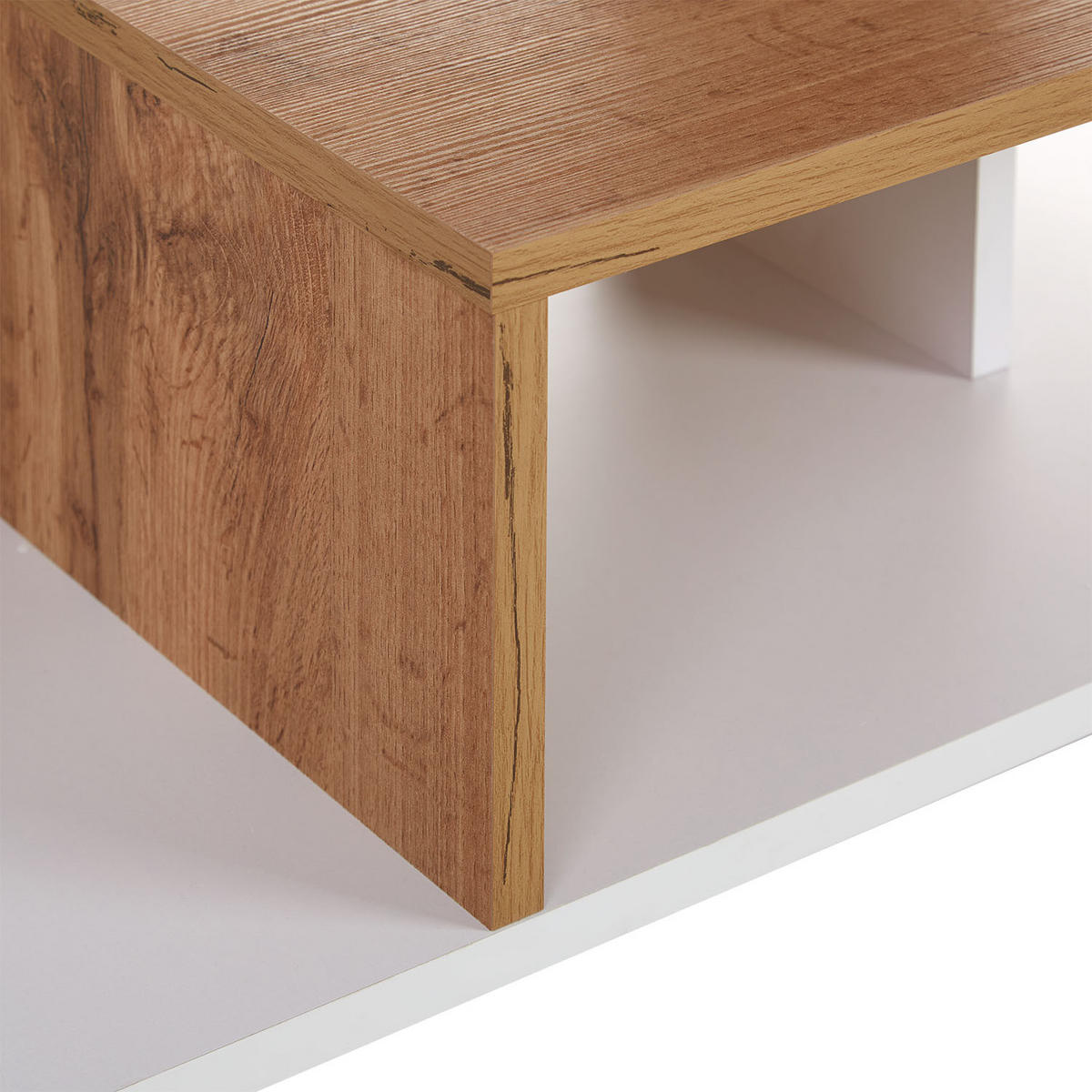 COUCHTISCH rechteckig Weiß, Natur 90/41/50 cm - Weiß/Naturfarben, Holzwerkstoff (50/90/41cm) - Homestyle4u