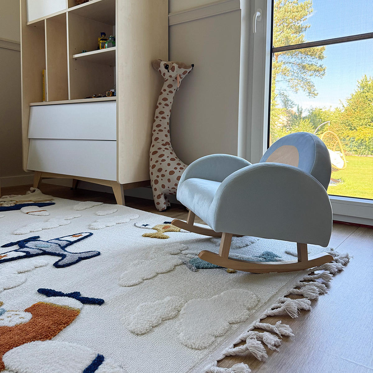 KINDERTEPPICH Buffo Aereo Mazovia 80x150cm Beige Creme Flugzeug Mittelflor mit Fransen - Multicolor/Creme, Textil (80/150cm) - Mazovia