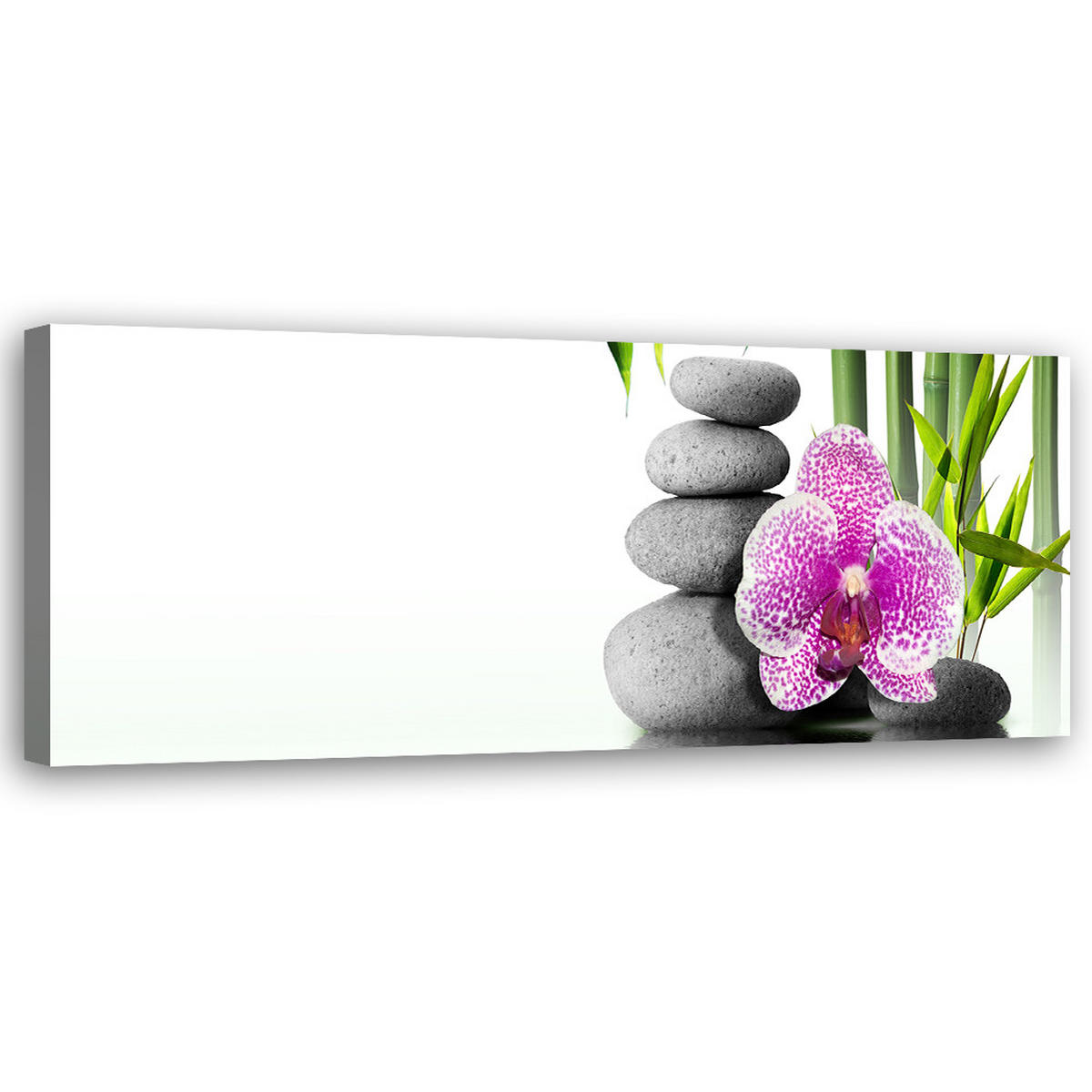 WANDBILD steine orchidee bambus - Weiß, Textil (90/30cm) - Feeby