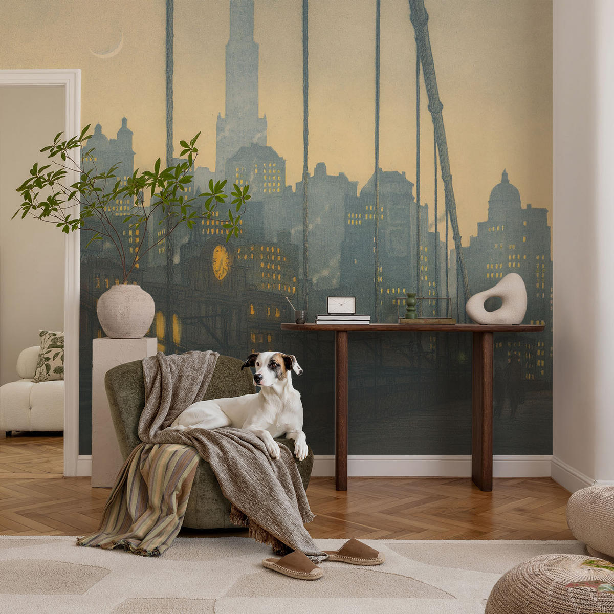 FOTOTAPETE 104x70 cm - Abendpanorama - Grau, Textil (104/70cm) - Wallfluent