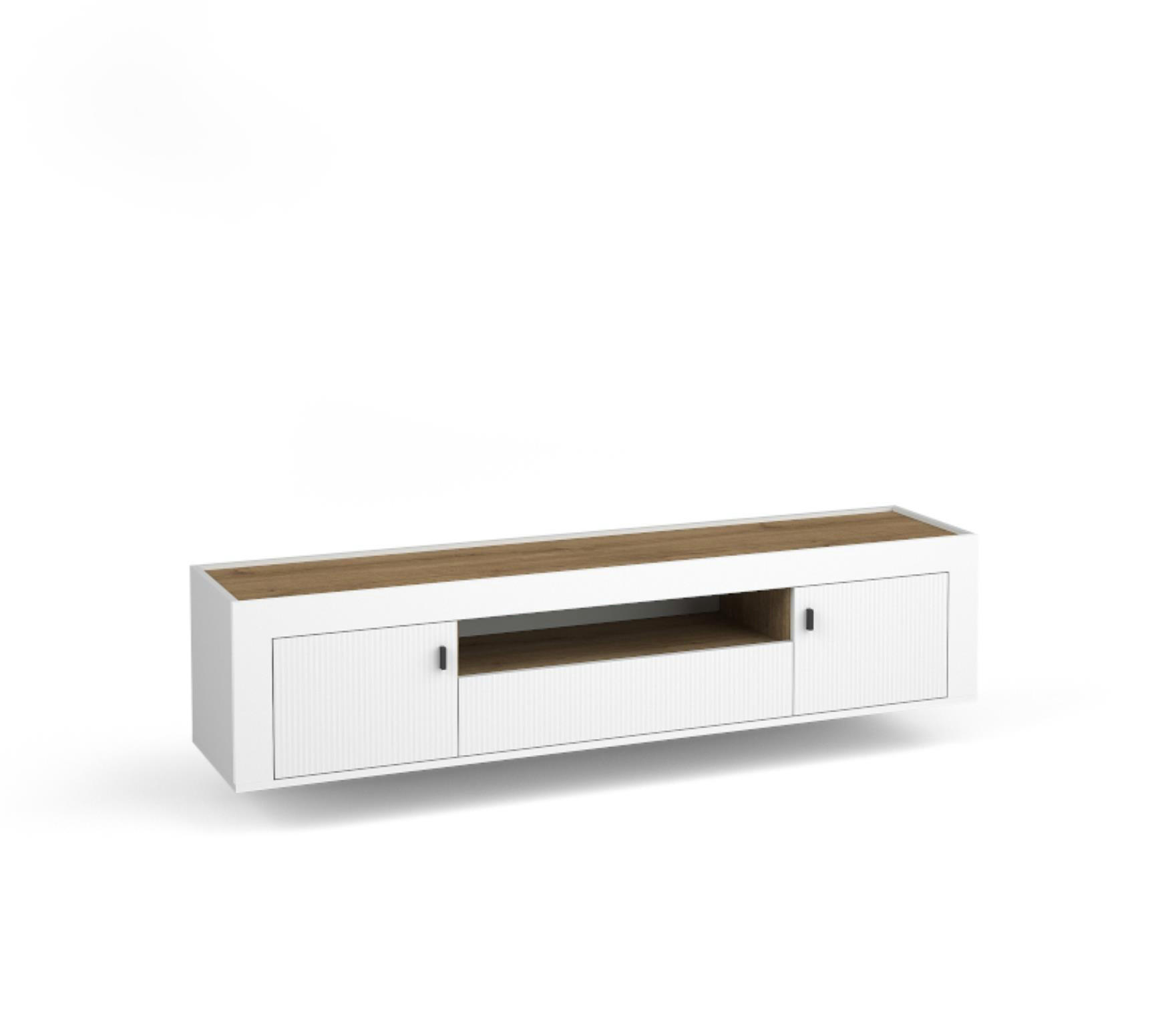 TV-SCHRANK Mossa Weiß - Schwarz/Weiß, Holzwerkstoff (177/52/40cm) - Bettso