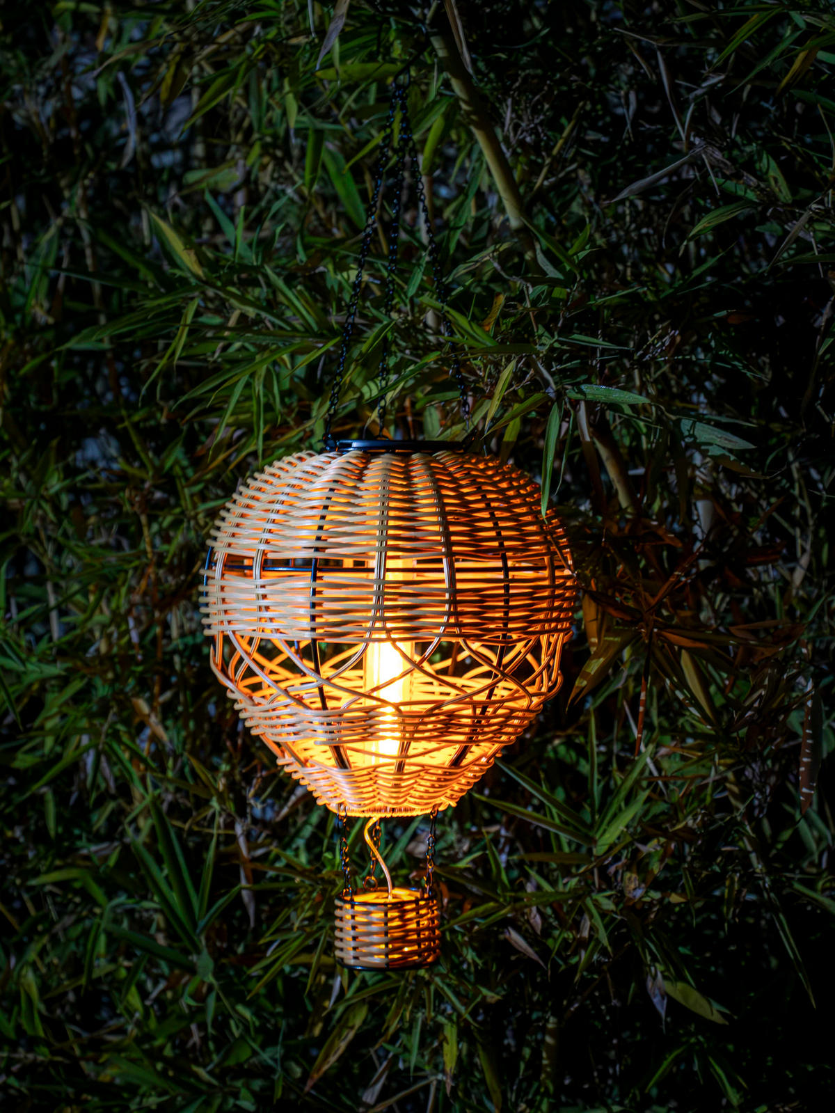 LED-HEISSLUFTBALLON aus Rattan - Solar-Beleuchtung für Garten und Balkon - Weiß, Kunststoff (20.5/20.5/52cm) - Northpoint