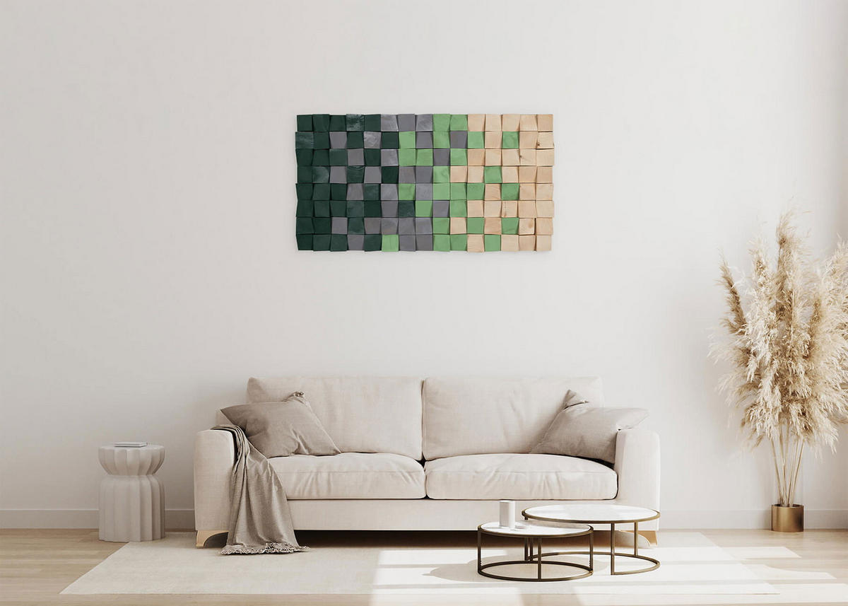 HOLZBILD Grün 98/55 cm - Grün, Holz (8/55cm) - KUNSTLOFT