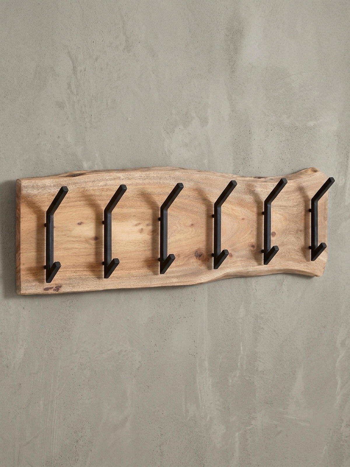 WANDGARDEROBE Akazie Massivholz Metall Modern 100x29x12,5 cm mit Baumkante - Beige, Holz (100/29/13cm) - KADIMA DESIGN