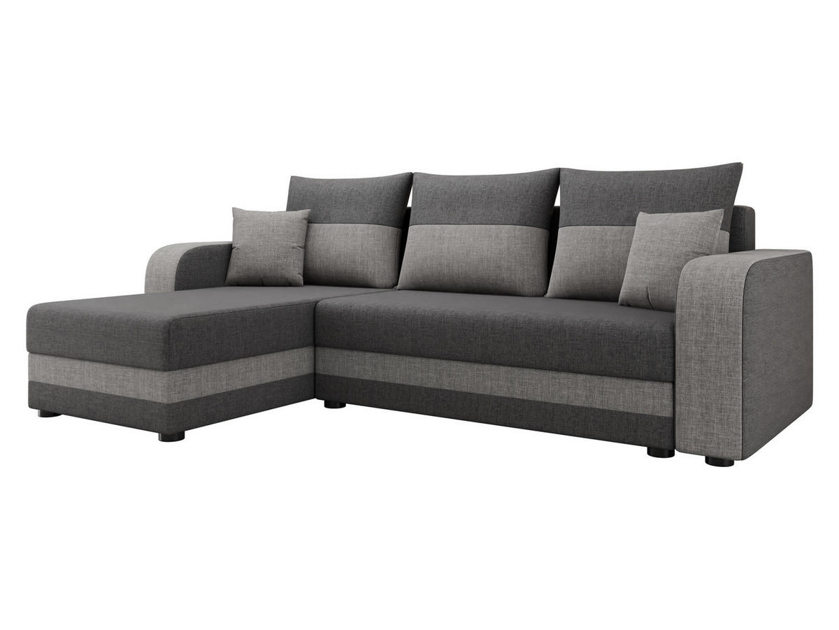 ECKSOFA Hewlet Bis - Hellgrau/Schwarz, Holz/Kunststoff (237/139cm) - MIRJAN24