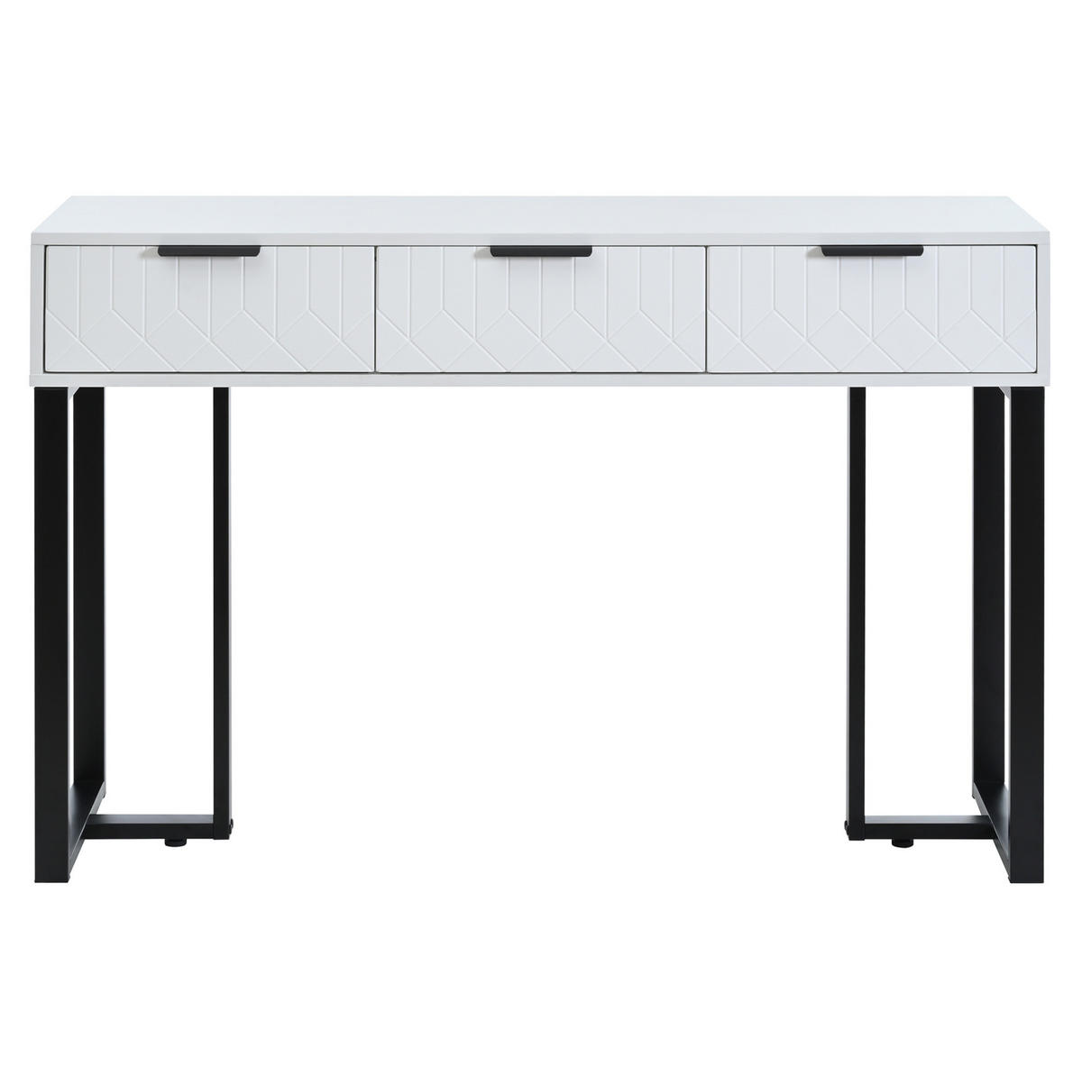 KONSOLENTISCH aus MDF 120x36x80 cm Schwarz/Weiß mit Schubladen und goldfarbenem Metallgestell - Schwarz, Holzwerkstoff (36/120/80cm) - IVMEU