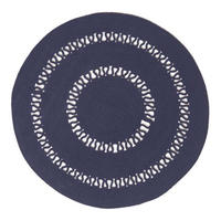 TEPPICH geflochten rund mit Häkel-Muster 70 cm - Dunkelblau, Textil (70/70cm) - Homescapes