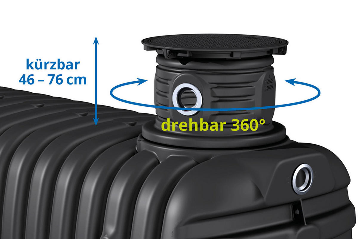 ERDTANK 4200 L inkl. Schachtverlängerung - Schwarz, Kunststoff (124/138/325cm) - 4rain