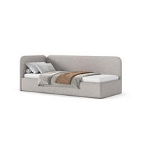 POLSTERBETT BAO mit Bettkasten, Einzelbett, links - 90x200 cm - Naturfarben/Grau, Holz/Textil (90/200cm) - mybed.