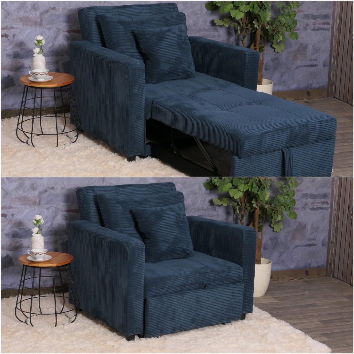 SCHLAFSESSEL Blau - Blau, Textil (100/86/88cm) - MCW