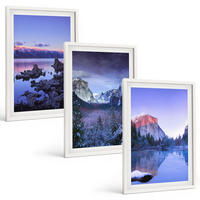 BILDER SET 3er Set - 40x60 cm Weißer Rahmen - Berglandschaften, Sonnenuntergang, Wasser - Weiß, Kunststoff (40/60cm) - TULUP