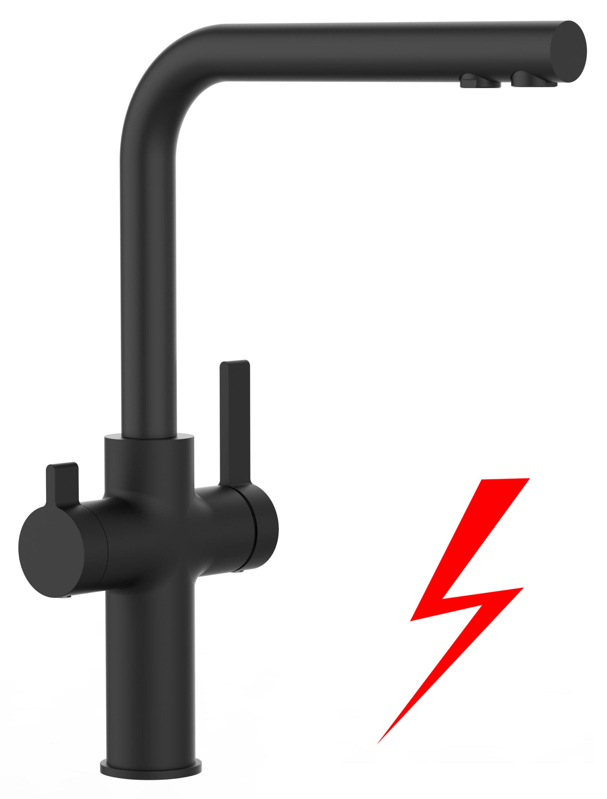 NIEDERDRUCK-3-WEGE-KÜCHENARMATUR, Schwarz Matt, 360° schwenkbar - Schwarz, Metall (22.4/34.8/22.4cm) - VIZIO