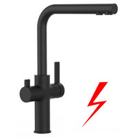 NIEDERDRUCK-3-WEGE-KÜCHENARMATUR, Schwarz Matt, 360° schwenkbar - Schwarz, Metall (22.4/34.8/22.4cm) - VIZIO