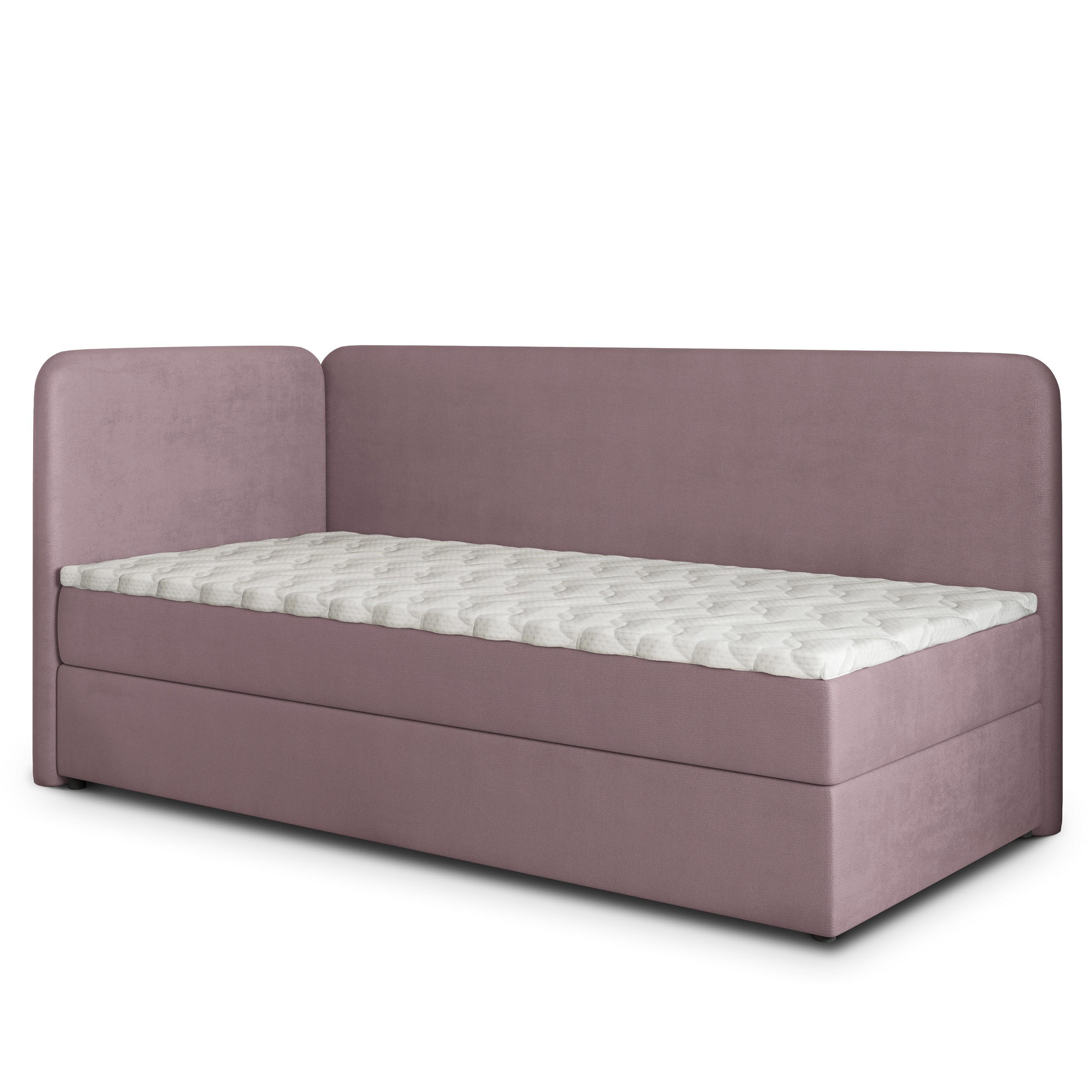 BOXBETT GINA 90x200 cm mit Matratze und Topper, H2+H3 - Rosa - Rosa, Holz (90/200cm) - MASSENO