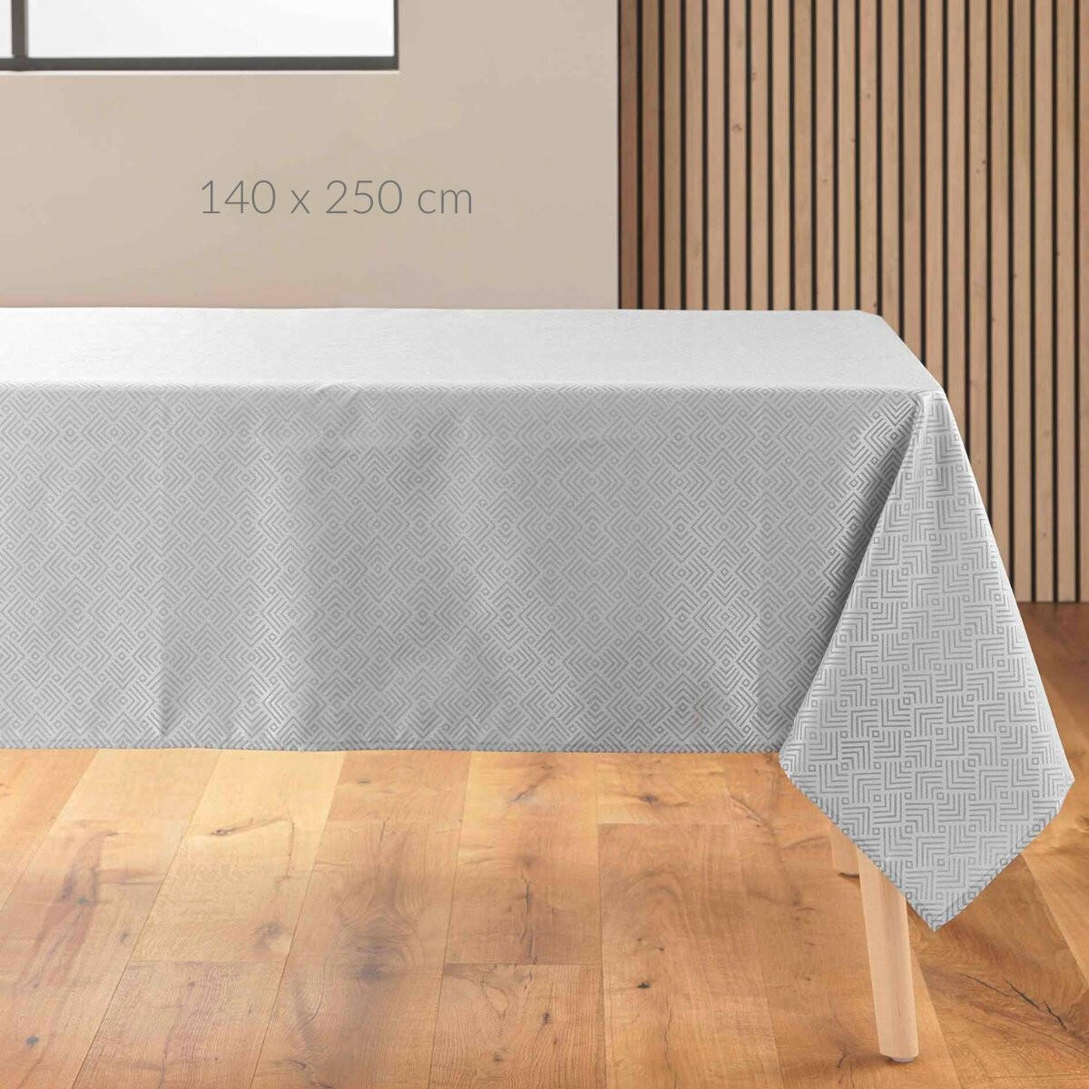 TISCHDECKE Jacquard Azuline 140/250 cm - Grau, Textil (140cm) - Douceur d´intérieur