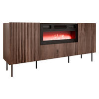 SIDEBOARD Tacos 180 mit Elektrische Kamin - Schwarz/Braun, Holzwerkstoff/Metall (181/81/42cm) - MIRJAN24