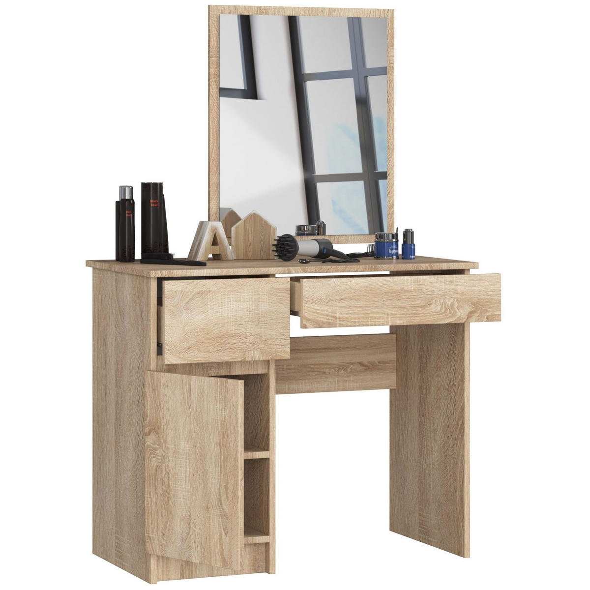 MĂSUȚĂ de machiaj cu oglindă - stejar Sonoma, compozit lemnos (90/142/50cm) - RAUMHIRSCH FURNITURE