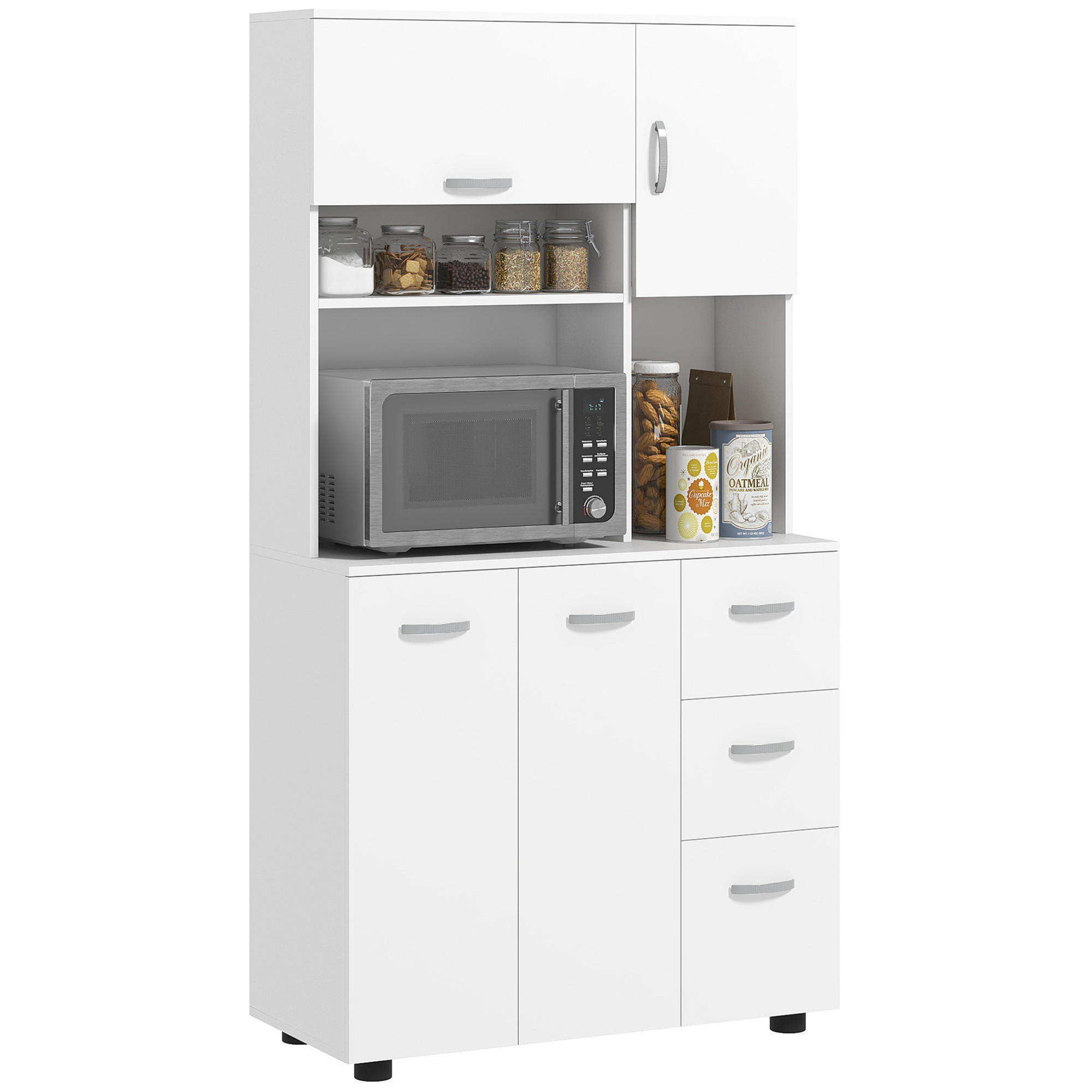 KÜCHENSCHRANK, MDF, Weiß, 89L x 39,5B x 168H cm - Weiß, Holzwerkstoff (39.5/168/89cm) - HOMCOM