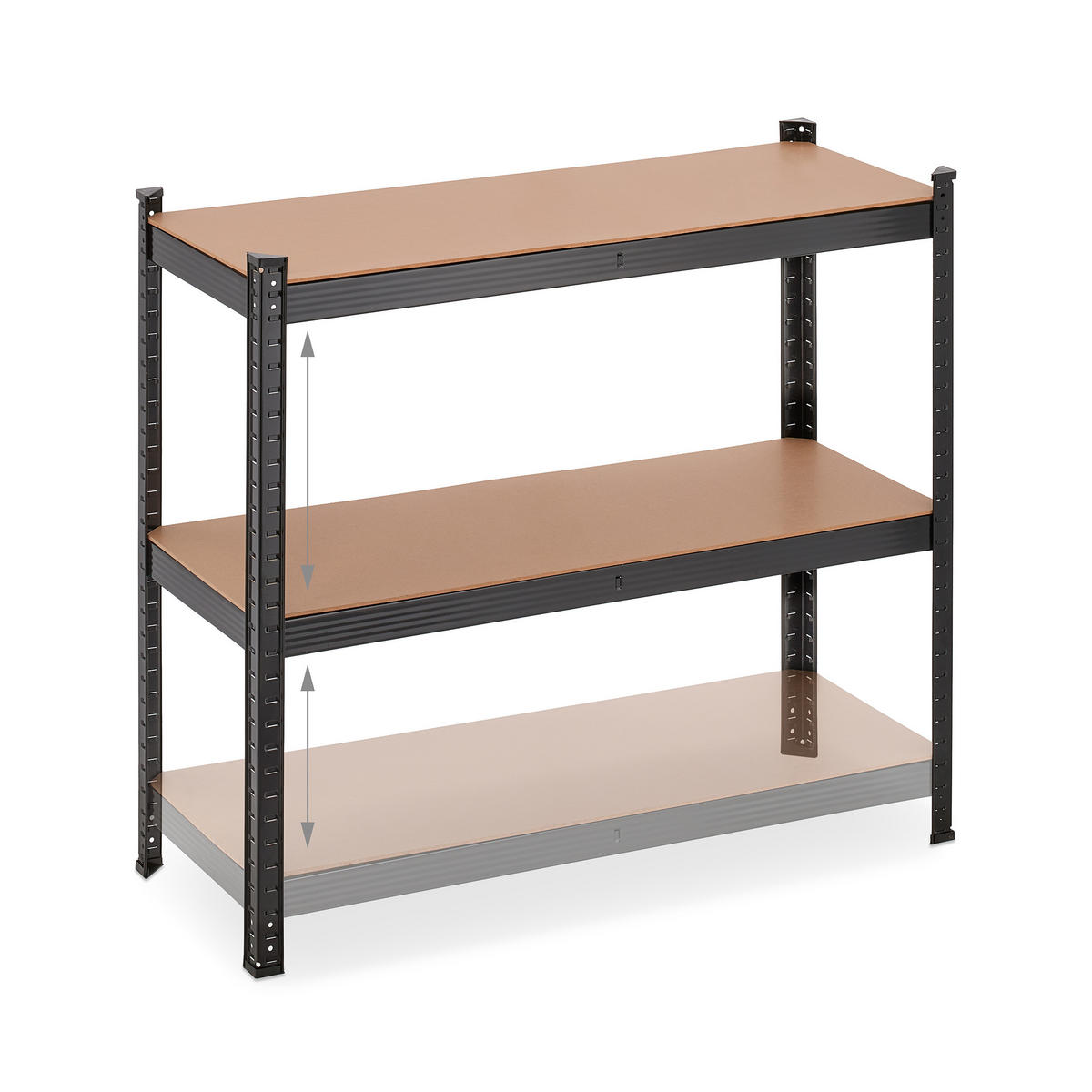 SCHWERLASTREGAL - Schwarz, Holzwerkstoff/Metall (100/180/41cm) - Relaxdays