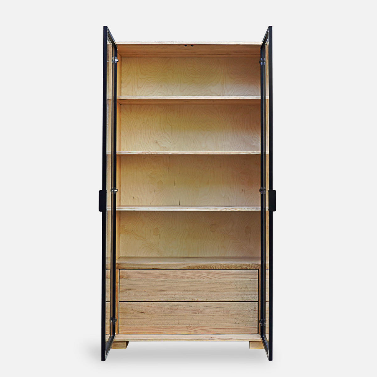 HOLZ-VITRINE 2 Schubladen und 4 Regale MERIS I - Eichefarben, Holz (100/205/45cm) - Rawood Furniture