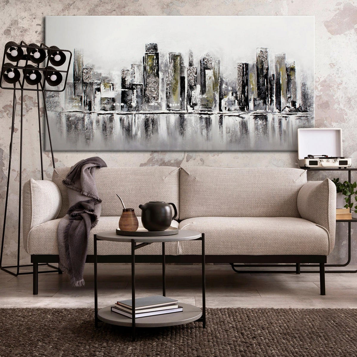 GEMÄLDE Megapolis auf Keilrahmen 200x100 cm - Schwarz, Holz (200/100cm) - YS-art gallery