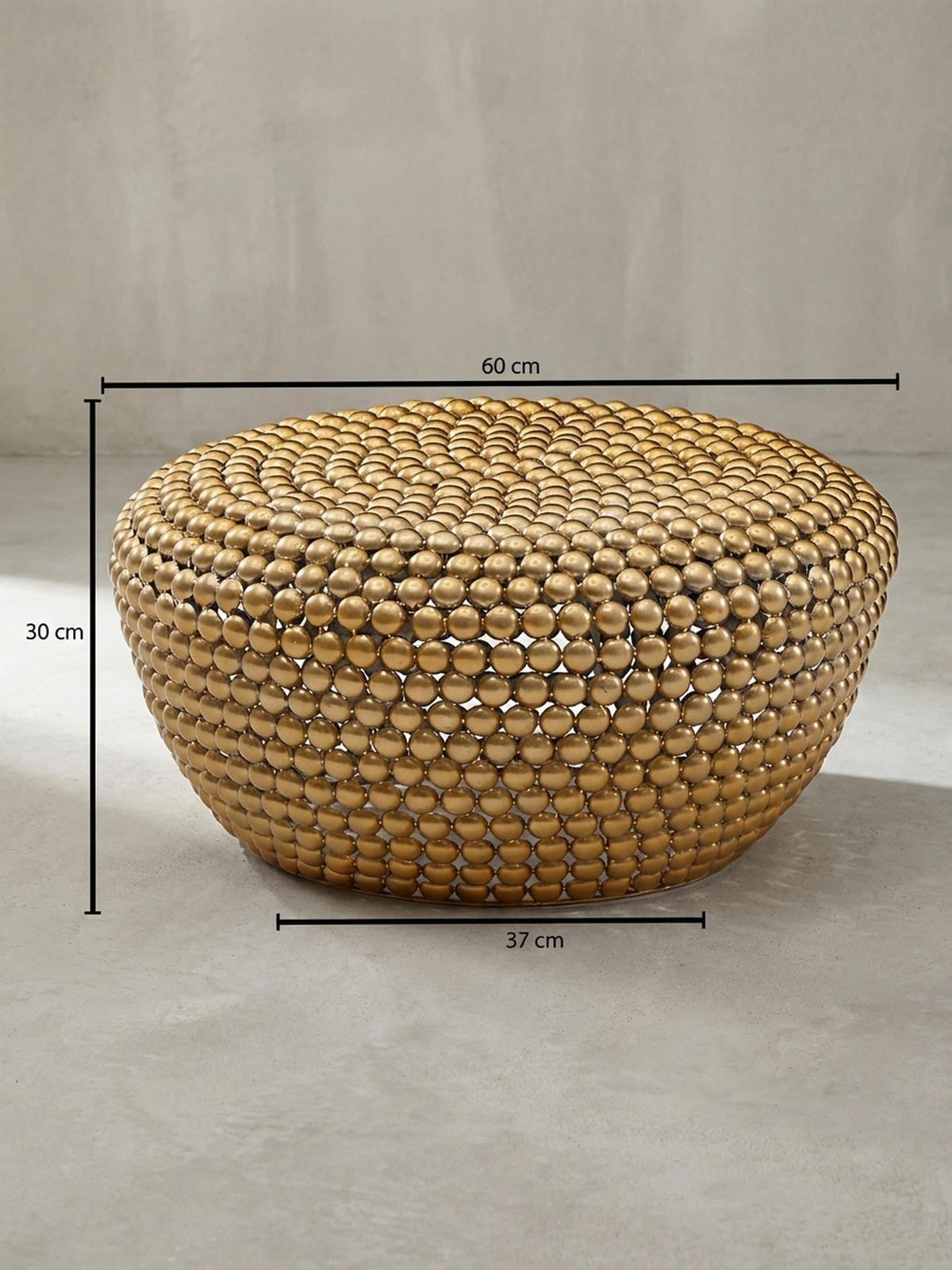 BEISTELLTISCH BIFERNO im orientalischen Stil aus Aluminium mit abgerundeter Form, Gold 60x60x30 cm - Goldfarben, Metall (60/60/30cm) - KADIMA DESIGN