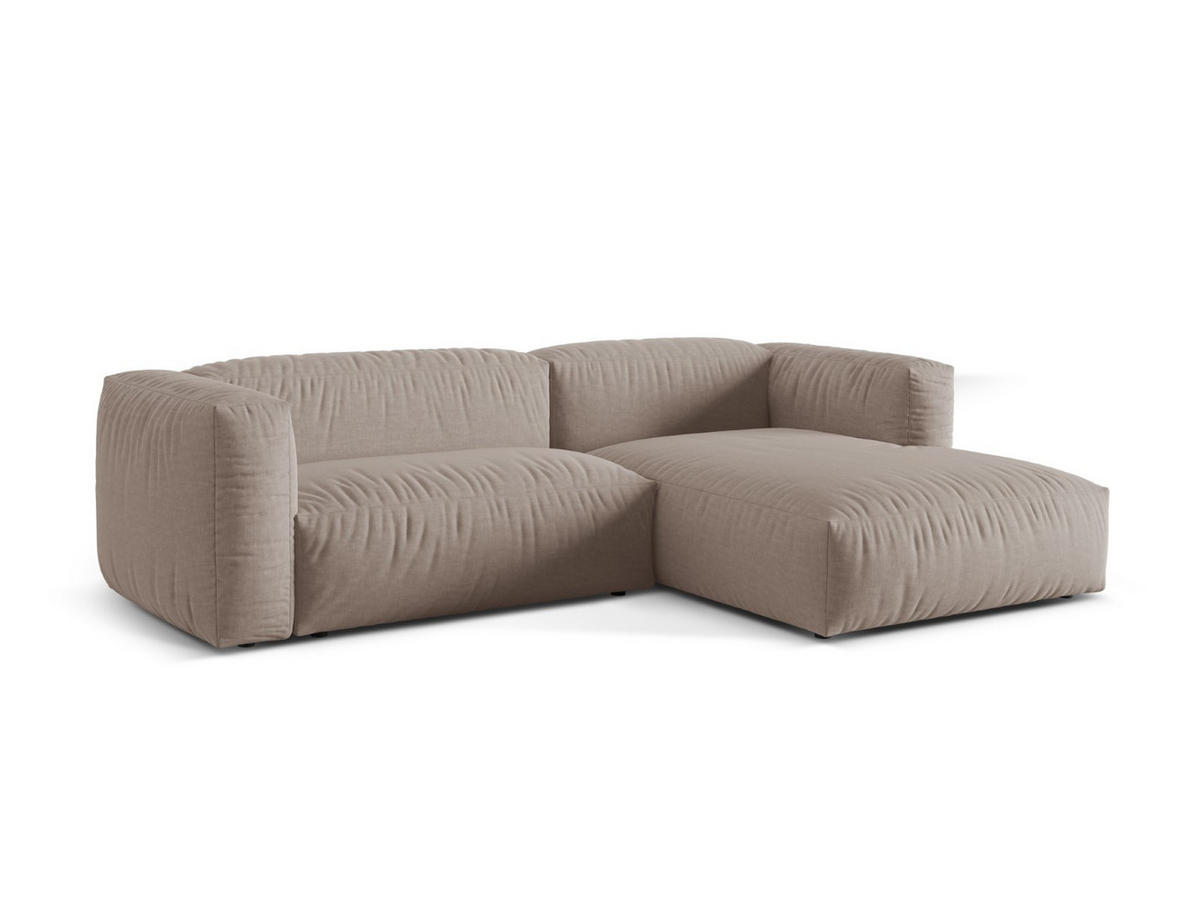 ECKSOFA modular rechts Martina aus strukturiertem Stoff dunkelbeige 2 Sitzplätze - Mokka, Textil (176/283cm) - Micadoni