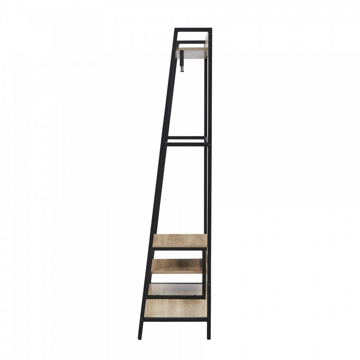 EINGANGSGARDEROBE FLORE /Gebleichte Eiche und schwarzes Metall - Schwarz, Metall (40/169/84cm) - Weber Industries