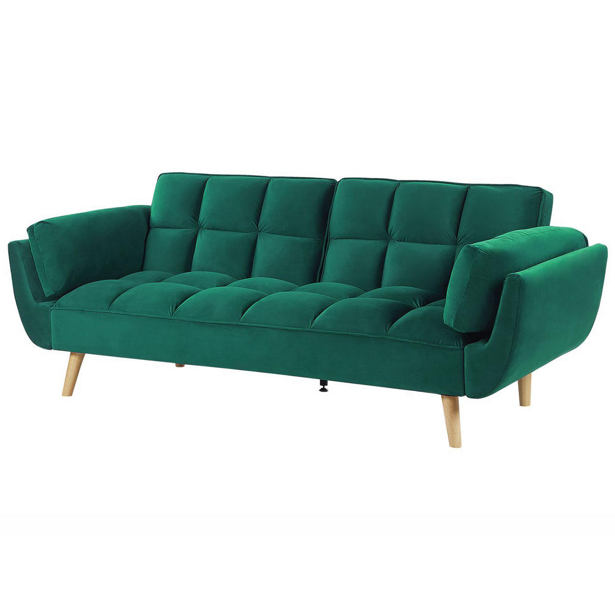3-SITZER-SCHLAFSOFA Samtstoff Grün Asby - Grün, Textil (218/82/83cm) - Beliani