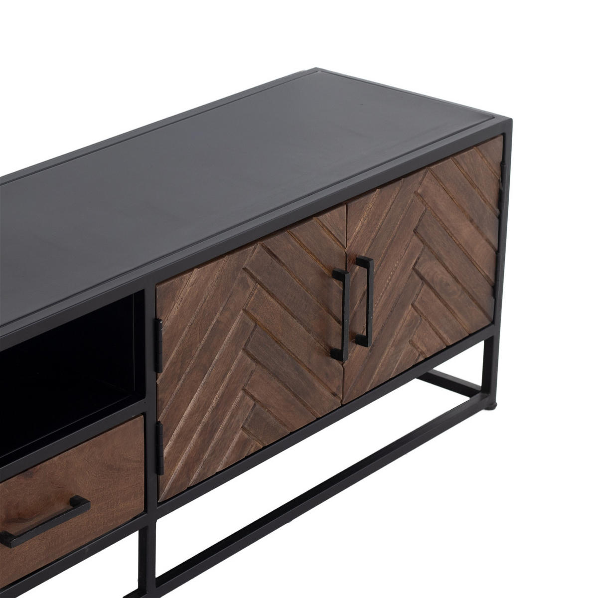 TV-SCHRANK Herringbone aus Mangoholz 250cm, natürlich - Braun, Holz (250/50/40cm) - Giga Meubel
