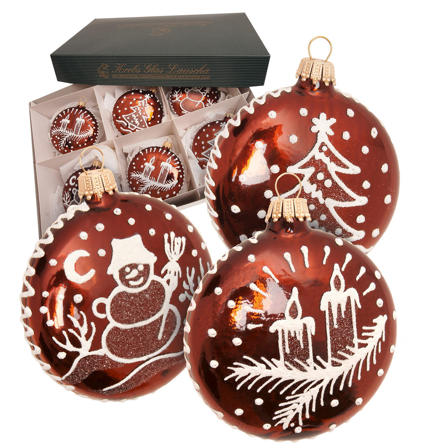 Krebs Glas Lauscha Christbaumschmuck Braun 8x8x3 cm